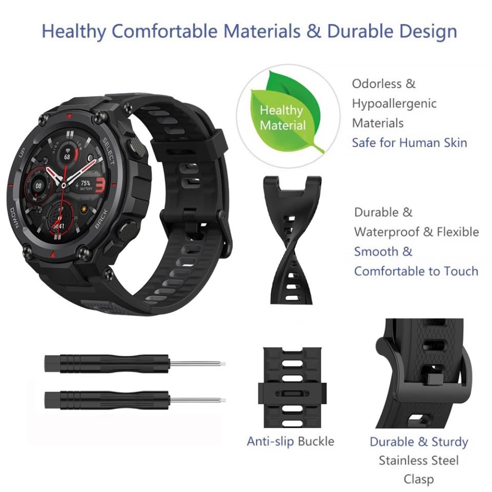 Silikónový remienok KINGMAS pre Amazfit T-REX/T-REX Pro červený – Obrázok 2