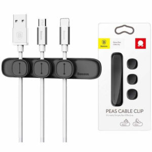 BASEUS Cable Clip Peas magnetický organizér káblov čierny