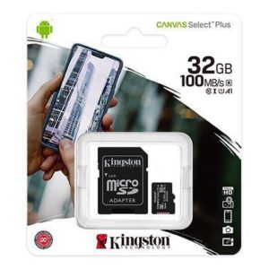 Pamäťová karta micro SDHC Kingston 32GB Canvas Select Plus 100MB/s class 10 U1/V10/A1 s adaptérom