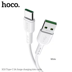 Dátový kábel HOCO Surge Fast Charge X33 5A USB - Type C 1m biely
