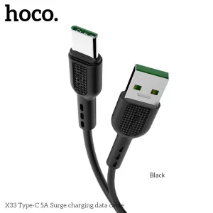 Dátový kábel HOCO Surge Fast Charge X33 5A USB - Type C 1m čierny