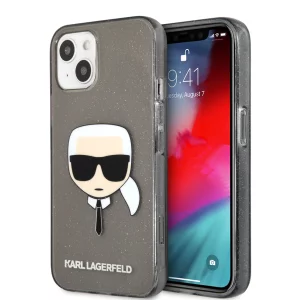 Puzdro Karl Lagerfeld Glitter KLHCP13MKHTUGLB iPhone 13/14 čierne