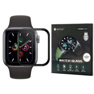 BestSuit Flexible Hybrid Glass 5D ochranné sklo pre Apple Watch Series 4/5/6/SE - 44mm čierne #00003659