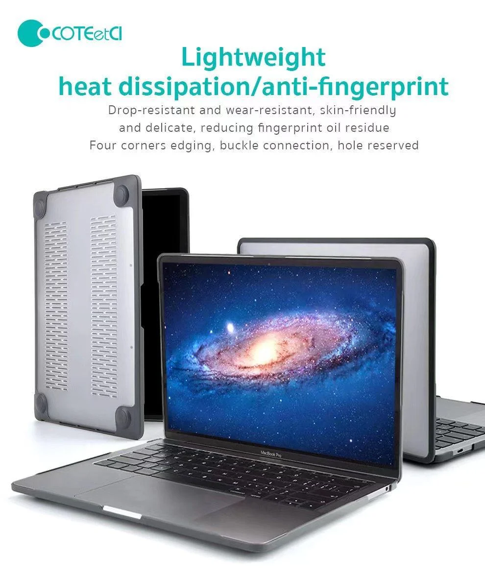 COTEeitCI puzdro pre MacBook Pro 13" (A2289/A2251/A2338) transparentné matné so sivým rámom – Obrázok 2