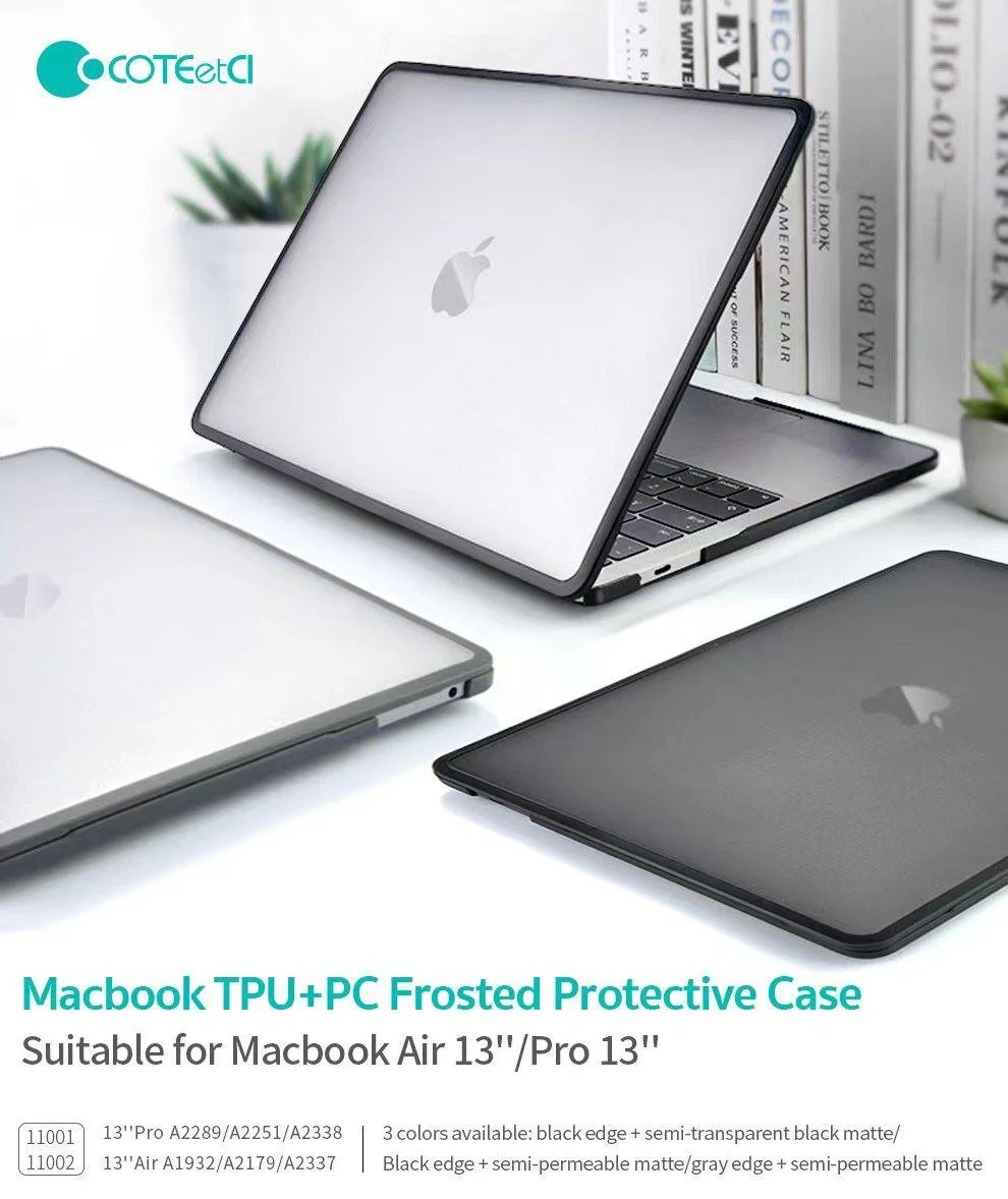 COTEeitCI puzdro pre MacBook Pro 13" (A2289/A2251/A2338) transparentné matné so sivým rámom – Obrázok 4