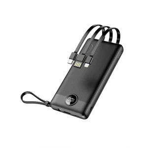 Power Bank VEGER C10 s káblom micro USB + Type C + Lightning 10 000 mAh čierna