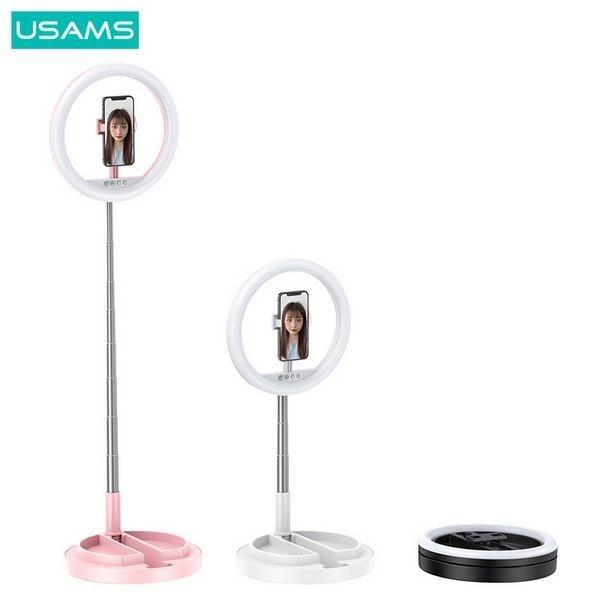 USAMS Selfie Ring Light US-ZB120 kruhové portrétne svetlo čierne – Obrázok 2