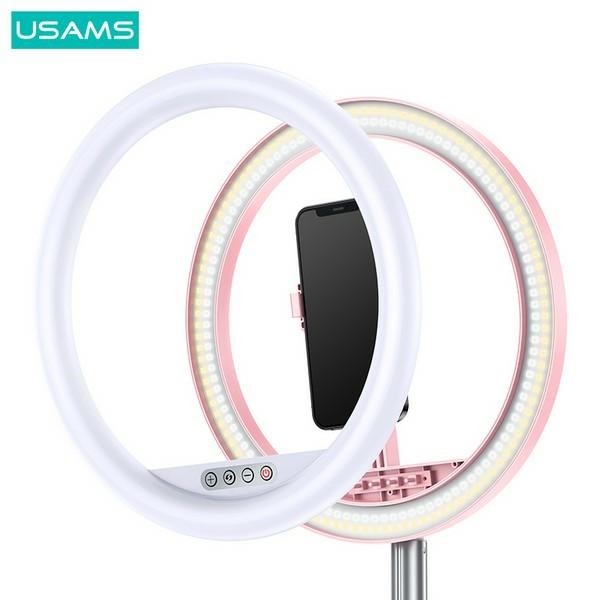 USAMS Selfie Ring Light US-ZB120 kruhové portrétne svetlo čierne – Obrázok 3