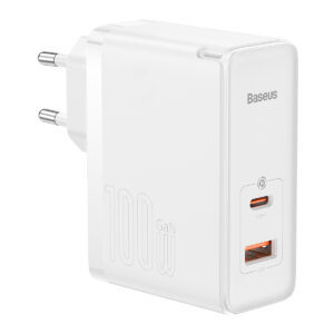 Adaptér BASEUS GaN5 Pro USB + Type C QC 3.0 PD 3.0 100W 3A s káblom Type C – Type C biely