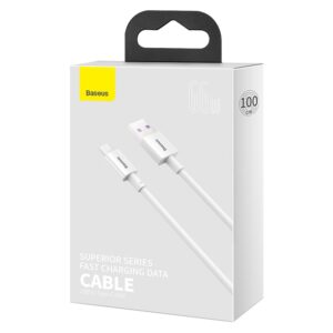 Dátový kábel BASEUS Superior Series USB - Type C 66W (11V/6A) s podporou rýchleho nabíjania – 2m biely (CATYS-A02)