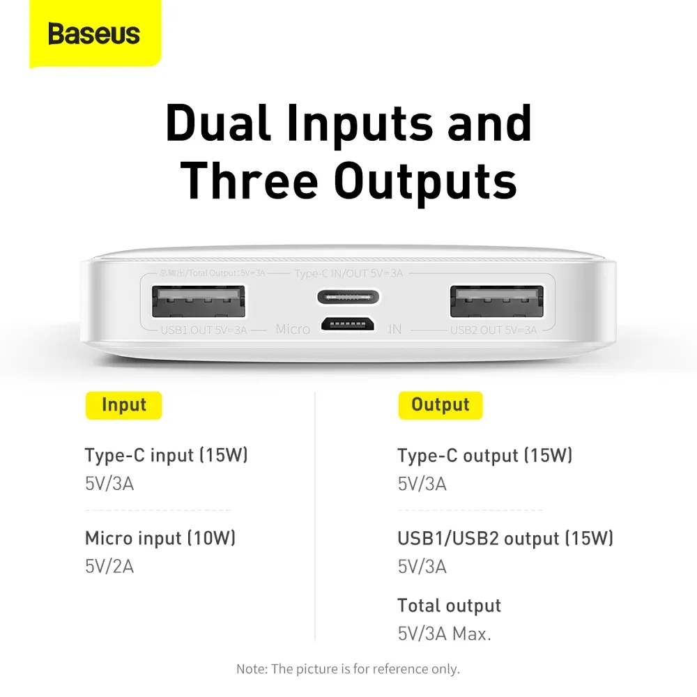 Power Bank BASEUS Bipow Overseas Edition – 10 000 mAh PD 15W biela – Obrázok 6