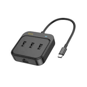 Redukcia HOCO HB35 4v1 Type C - 3x USB 2.0 + RJ45 100Mb/s čierna