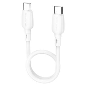 Dátový kábel Borofone BX93 Type C – Type C 60W 3A 0,25m biely