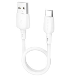 Dátový kábel Borofone BX93 USB – Type C 27W 3A 0,25m biely