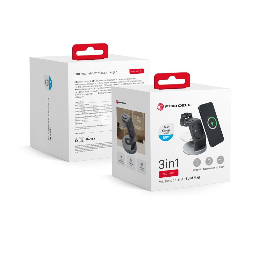 Forcell Solid MagSafe 3v1 nabíjací stojan 15W pre zariadenia Apple čierny – Obrázok 11