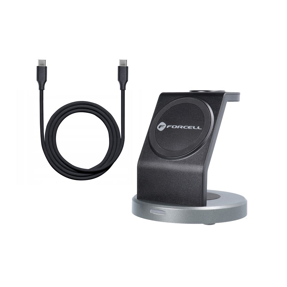 Forcell Solid MagSafe 3v1 nabíjací stojan 15W pre zariadenia Apple čierny – Obrázok 4