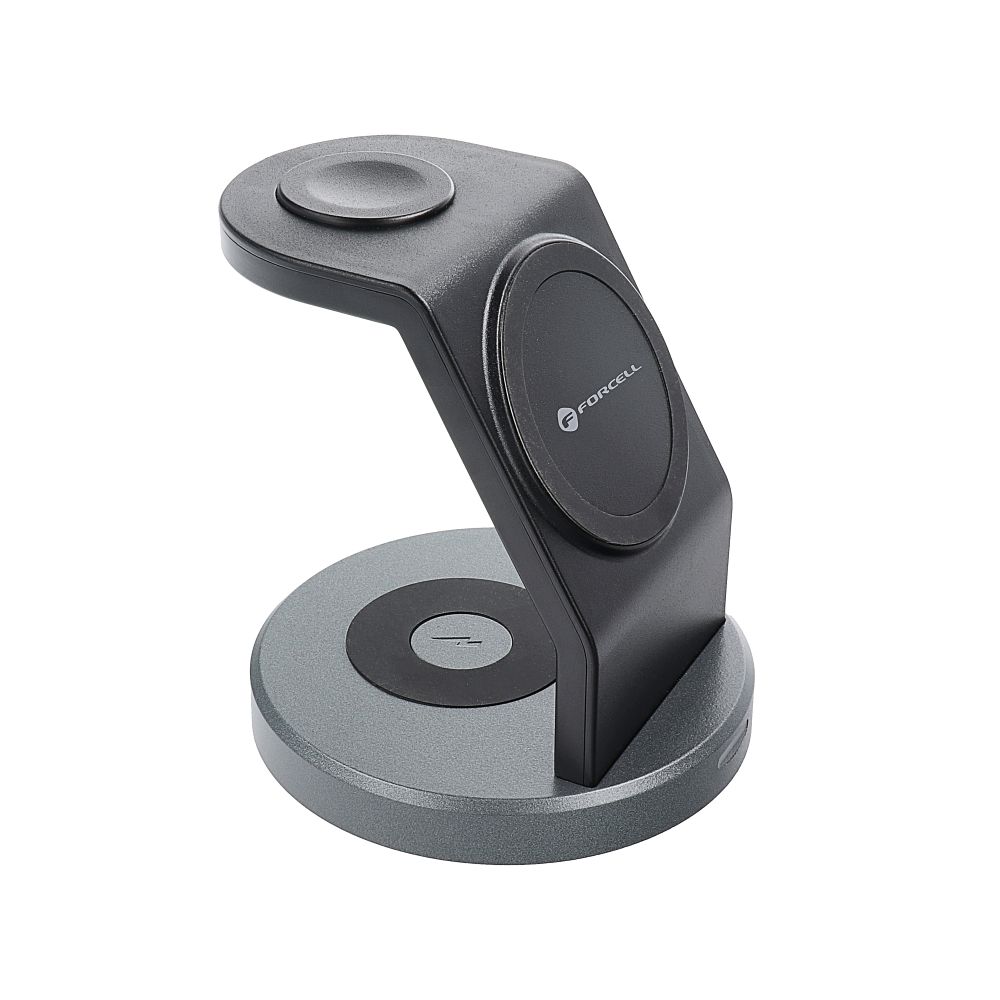 Forcell Solid MagSafe 3v1 nabíjací stojan 15W pre zariadenia Apple čierny – Obrázok 2