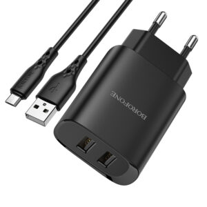 Sieťová nabíjačka Borofone BN2 Super 2x USB 2.1A s káblom micro USB čierna