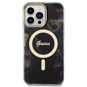 Puzdro Guess Marble IML MagSafe pre iPhone 13 Pro čierne