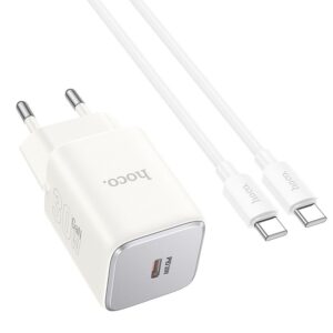 Sieťová nabíjačka HOCO N43 USB-C 30W GaN QC 3.0 s káblom Type C biela