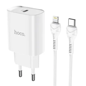 Sieťová nabíjačka HOCO N14 USB-C 20W s káblom Lightning biela