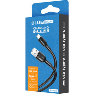 Dátový kábel BLUE Power (BNB212) 18W USB - Type C 2.1A 1m čierny