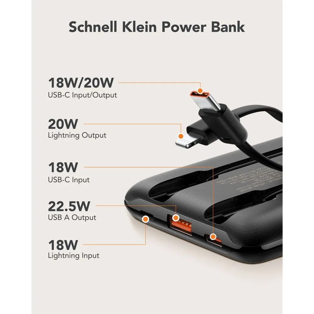 Power Bank VEGER C11 s káblom Type C + Lightning 10 000 mAh PD QC 3.0 22,5W čierna – Obrázok 5