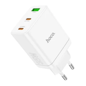 Sieťový adaptér HOCO N33 USB + 2x USB-C 35W biely