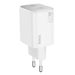 Sieťový adaptér HOCO N42 GaN 2x USB-C 45W biely