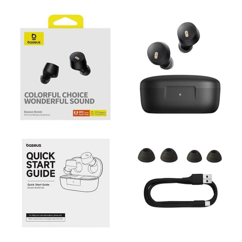 BASEUS Bowie E18 (A00023800123-00) Bluetooth slúchadlá čierne – Obrázok 2