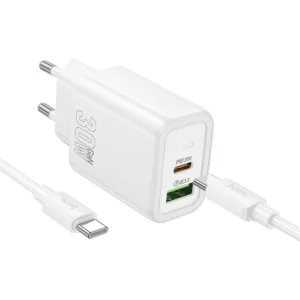 Sieťová nabíjačka HOCO N63 USB-A/USB-C 30W 3A QC 3.0 s káblom Type C biela