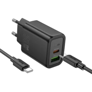 Sieťová nabíjačka HOCO N63 USB-A/USB-C 30W 3A QC 3.0 s káblom Type C čierna