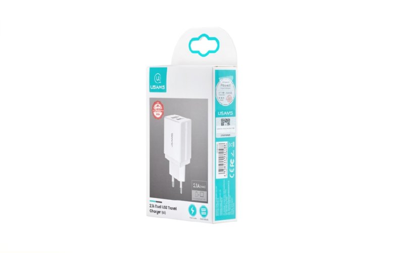 Sieťový adaptér USAMS T24 CC090 2x USB 10,5W biely – Obrázok 2