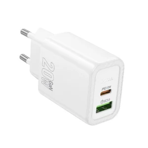 Sieťový adaptér HOCO N61 USB-A/USB-C 20W 3A QC 3.0 biely