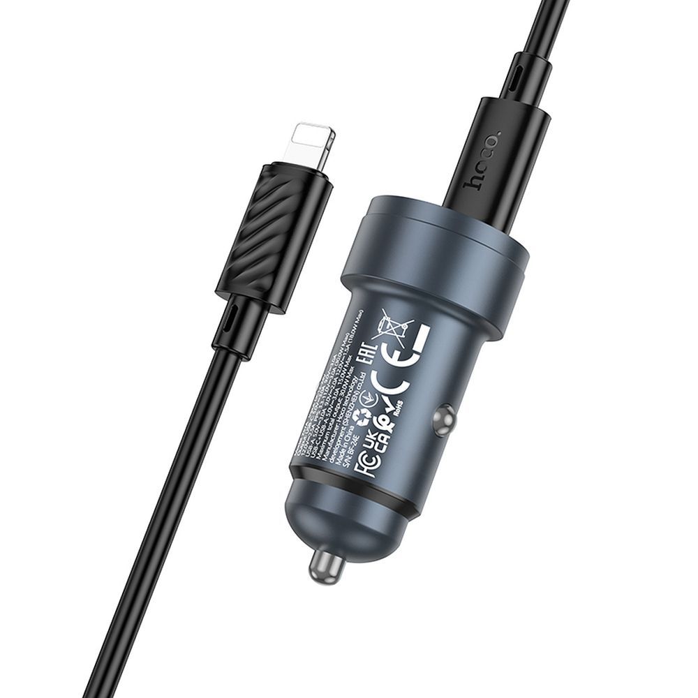 Autonabíjačka HOCO Z57A 3A 30W QC 3.0 USB-A/USB-C + kábel USB-C/Lightning čierna – Obrázok 3