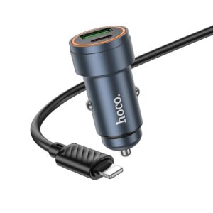 Autonabíjačka HOCO Z57A 3A 30W QC 3.0 USB-A/USB-C + kábel USB-C/Lightning čierna